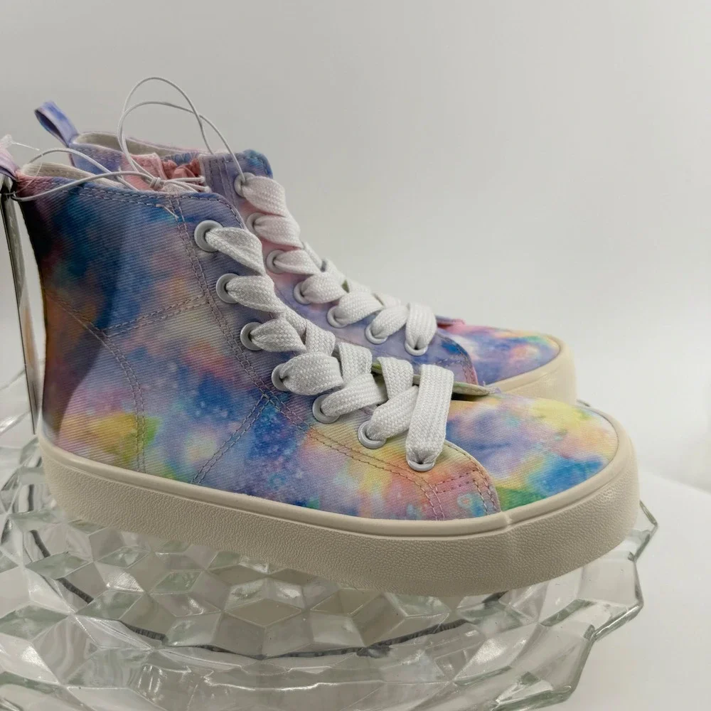 Art Class Kids Tie Dye High Top Sneakers Multicolor Side Zip Shoes Size 1 NEW